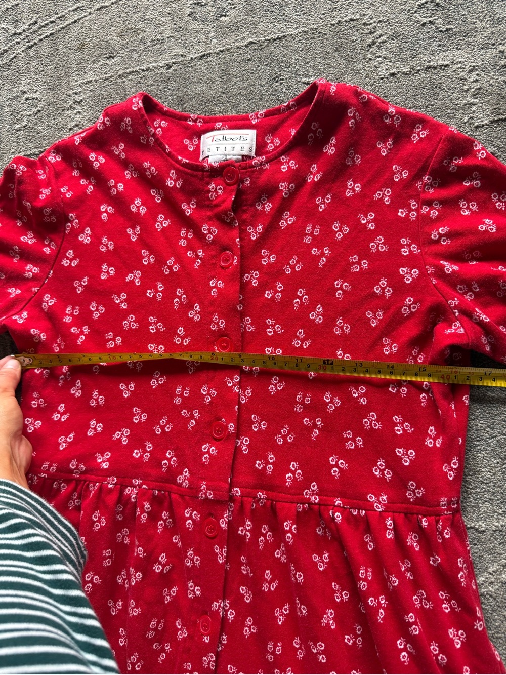 Talbots - 100% Cotton Red Floral Button-Front Midi Dress (PS) Vintage - Picture 2 of 8